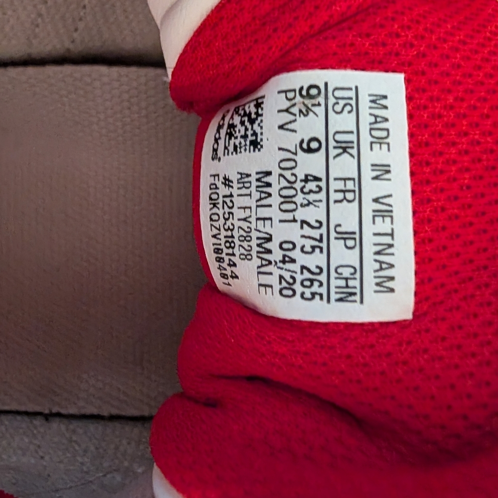 Adidas men's White/ Red Sneakers - Picture 5 of 5
